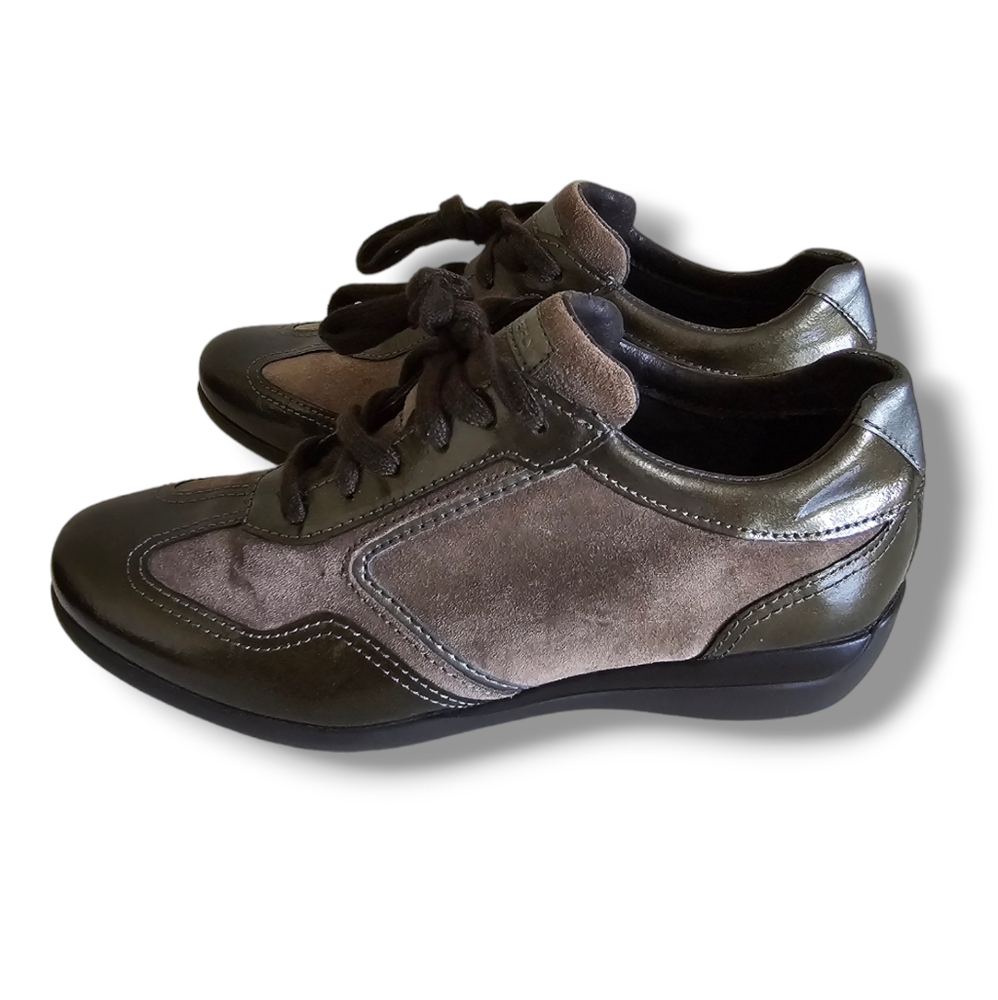 STONEFLY Women's Brown Patent Leather/Suede  Sneaker Wedged Shoes